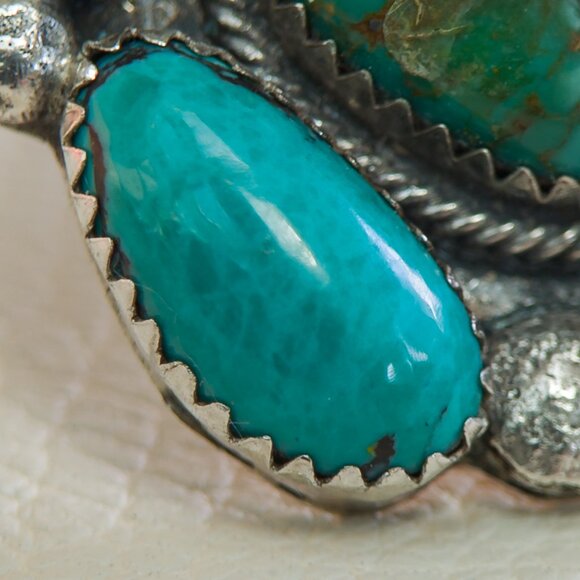 Sterling Multi-Stone Turquoise Cluster Ring — Size 10.25 - Picture 8 of 14